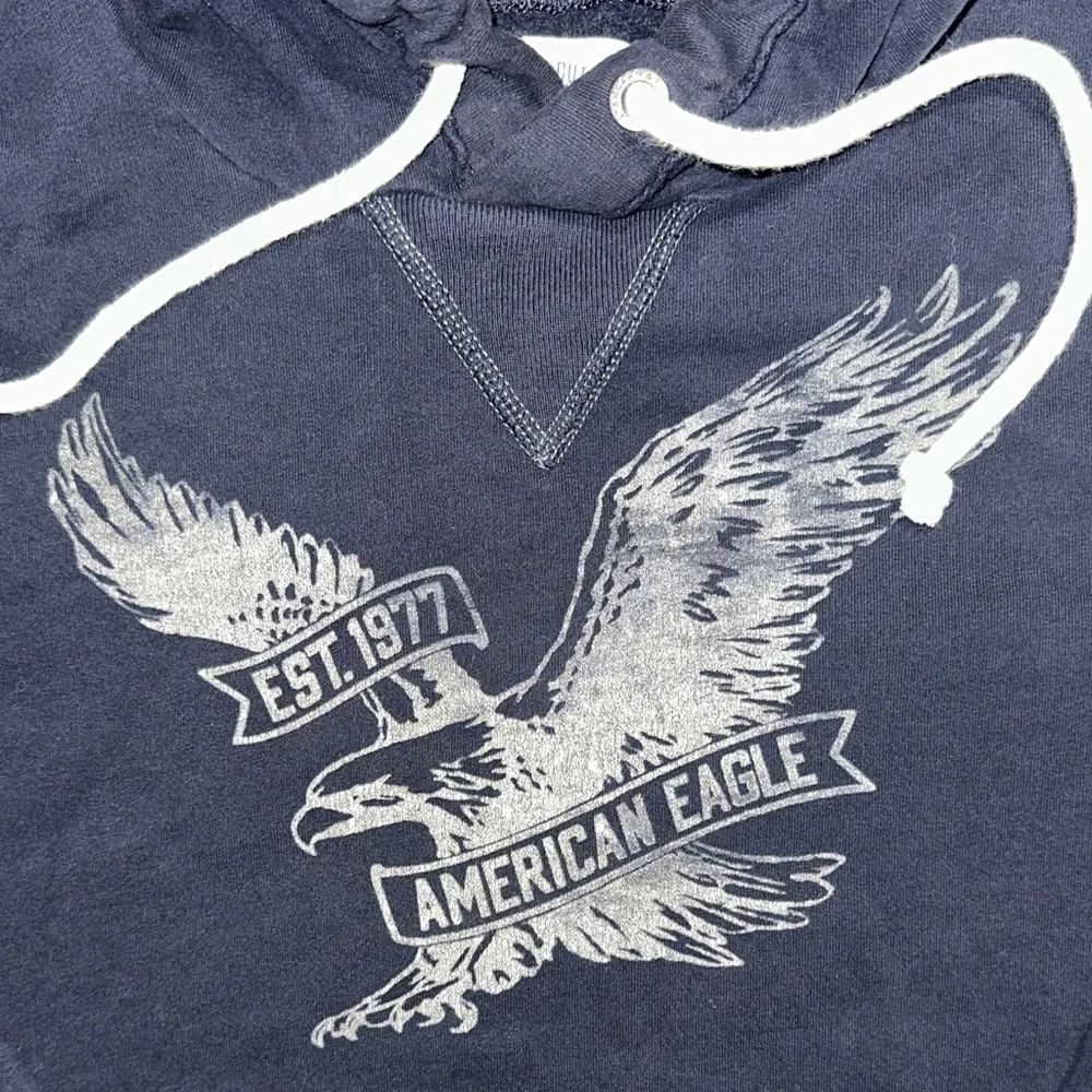 American Eagle Outfitters Men's Navy Blue Hoodie with Eagle Design - Picture 3 of 5